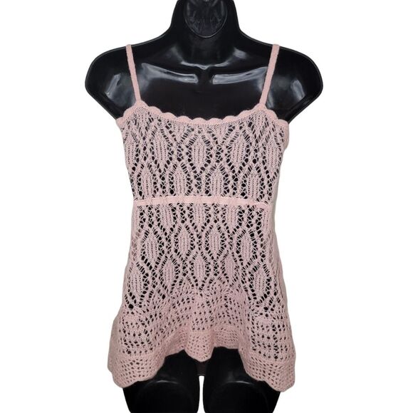 Express pink crochet wool blend camisole tank top y2k medium - Picture 2 of 6